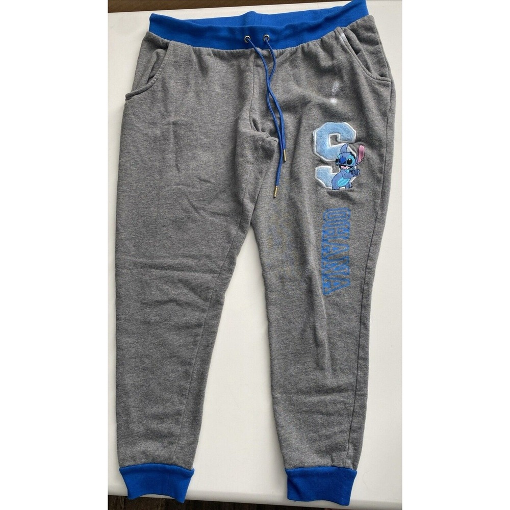 Disney's Stitch Ohana Gray Sweats/ Sleepwear Blue Trim Pockets Draw String - XL